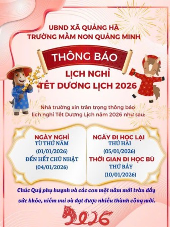 Thông báo nghỉ Tết dương lịch 2016